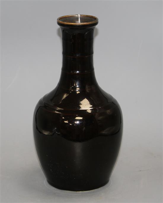 A Chinese dark brown glazed baluster vase, height 31cm
